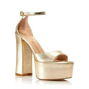 Stuart Weitzman Women's Skyhigh 145 Platform Sandals Platino Size 7.5 MSRP $550